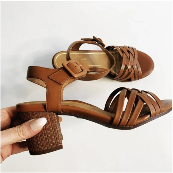 Vionic Shoes - Vionic Papaya Peony Nat Ankle Strap Block Heeled Sandals Leather Tan Size US 8.5
